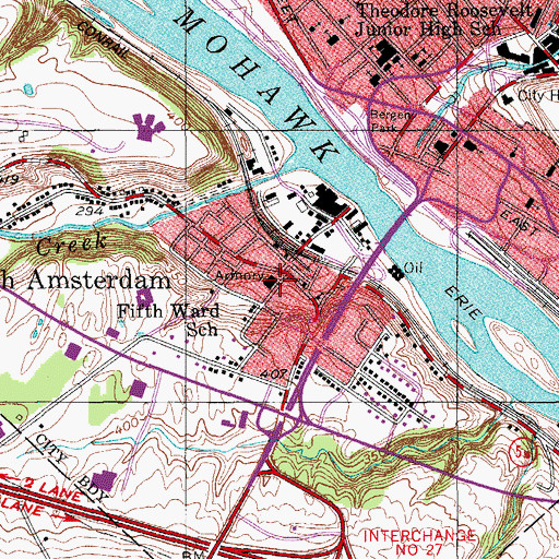 Topographic Map of Amsterdam Armory, NY