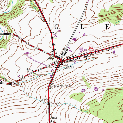 Topographic Map of Glen Historic District, NY