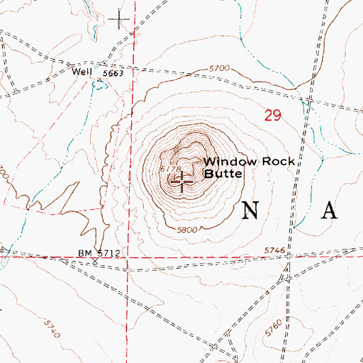 Topographic Map of Window Rock, AZ
