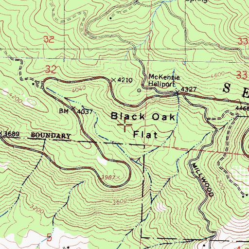Topographic Map of Black Oak Flat, CA