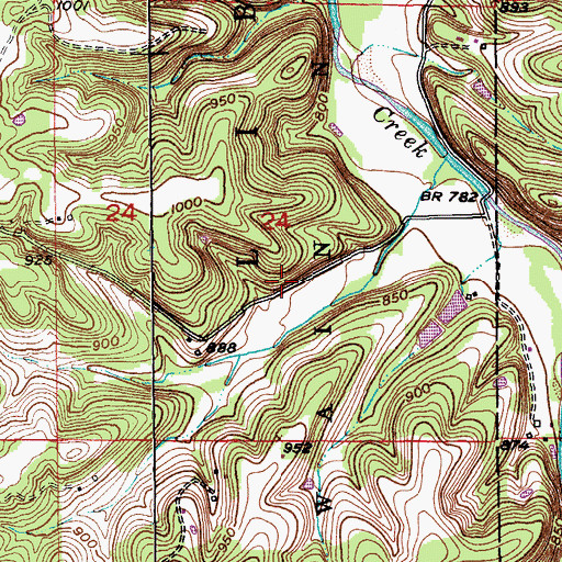 Topographic Map of Allen Cemetery, MO