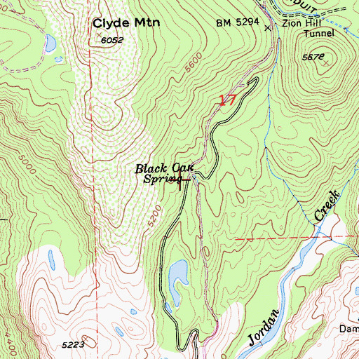 Topographic Map of Black Oak Spring, CA