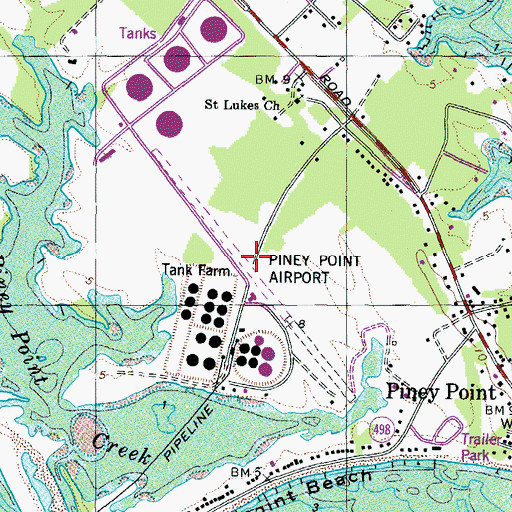 Topographic Map of Piney Point Naval Outer Landing Field (historical), MD
