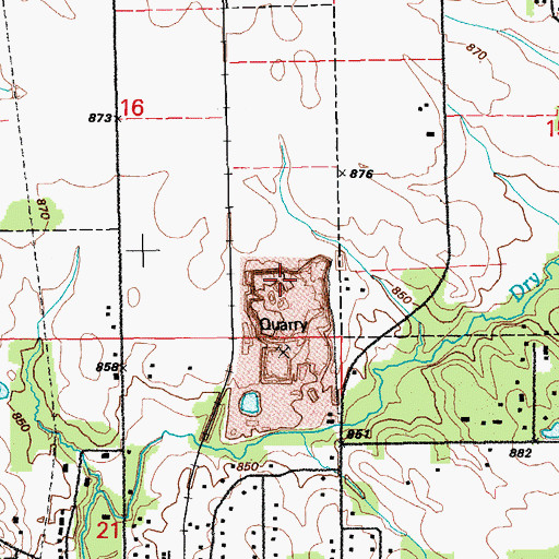 Topographic Map of Robins Quarry, IA