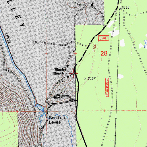Topographic Map of Black Ranch, CA