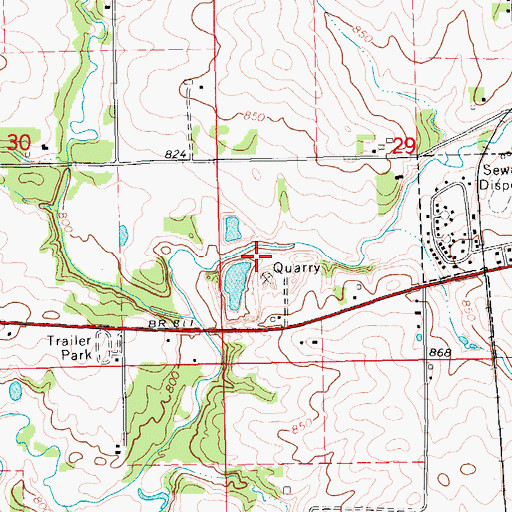 Topographic Map of Bowser Quarry, IA