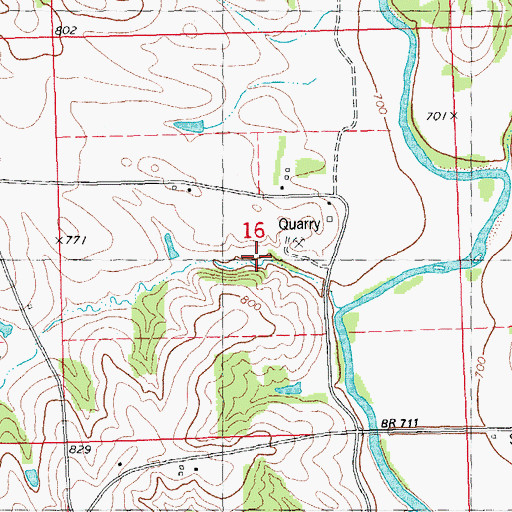 Topographic Map of Iron Hill Quarry, IA