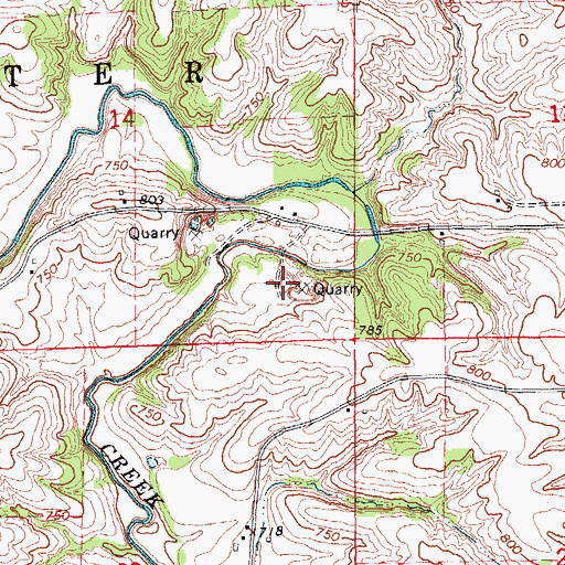 Topographic Map of Stonemill Quarry, IA