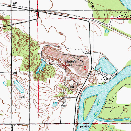 Topographic Map of Moscow Quarry, IA