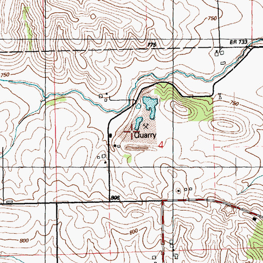 Topographic Map of Lowden Quarry, IA