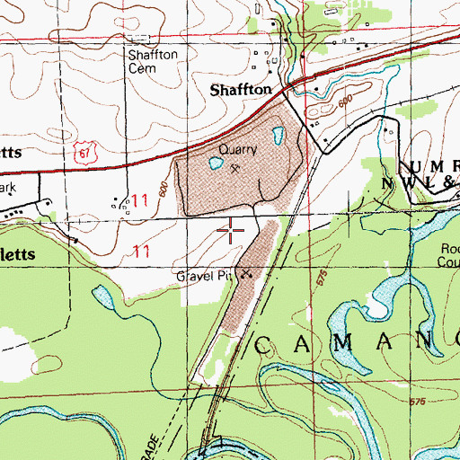 Topographic Map of Shaffton Quarry, IA