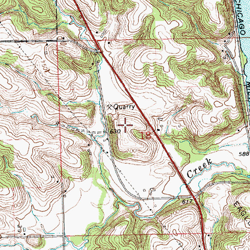 Topographic Map of Lyons Quarry, IA