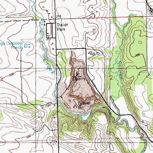 Topographic Map of Behr Quarry, IA