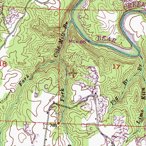 Topographic Map of Rock Bridge, AL
