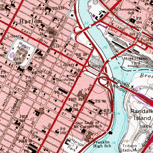 Topographic Map of Harlem Day Charter School, NY