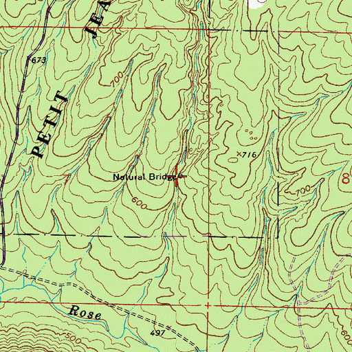 Topographic Map of Petit Jean Natural Bridge, AR