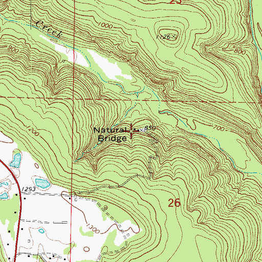 Topographic Map of Natural Bridge of Arkansas, AR