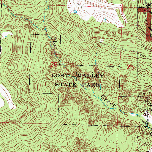 Topographic Map of Lost Valley Natural Bridge, AR