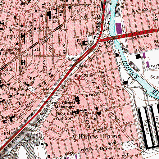 Topographic Map of Bronx Academy of Arts and Dance, NY