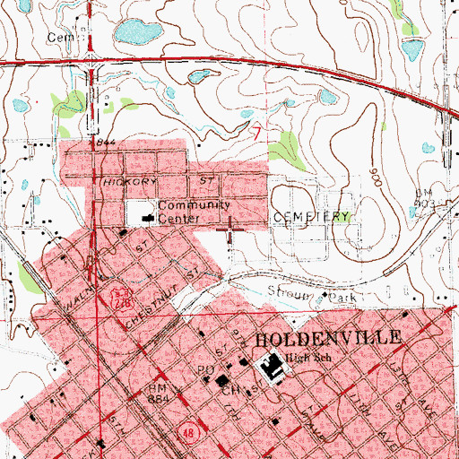 Topographic Map of Holdenville Cemetery, OK