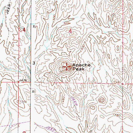 Topographic Map of Apache Peak, AZ