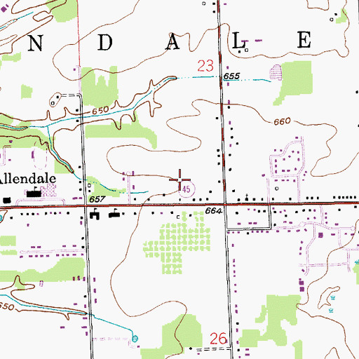 Topographic Map of Allendale Township Library, MI