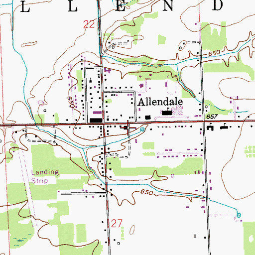 Topographic Map of Allendale Township Fire Department, MI