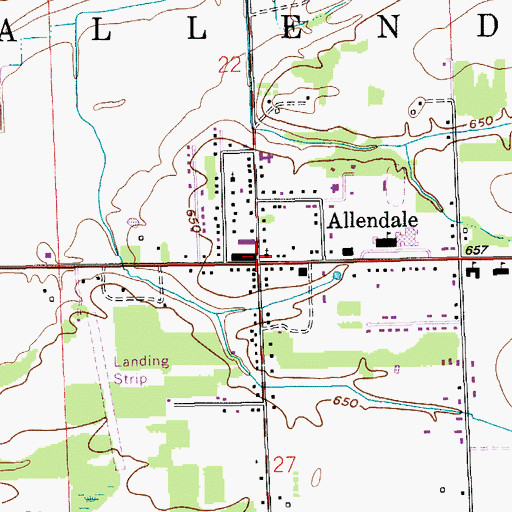 Topographic Map of Allendale Post Office, MI