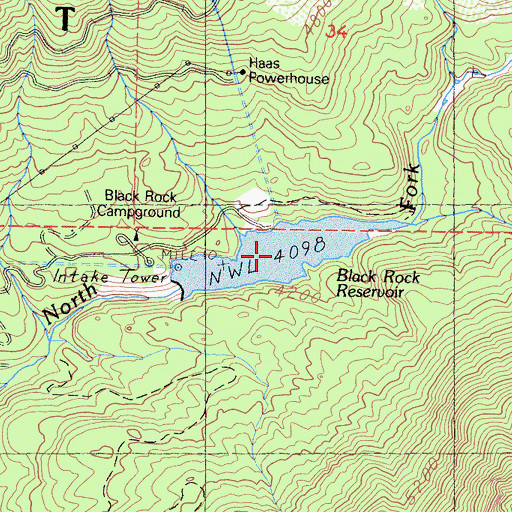 Topographic Map of Black Rock Reservoir, CA