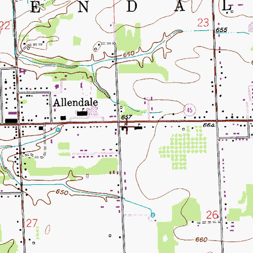Topographic Map of Allendale Christian School, MI