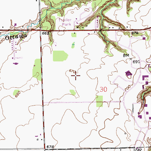 Topographic Map of Meadows Golf Club, MI