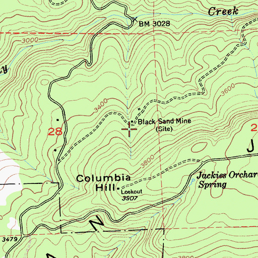 Topographic Map of Black Sand Mine, CA