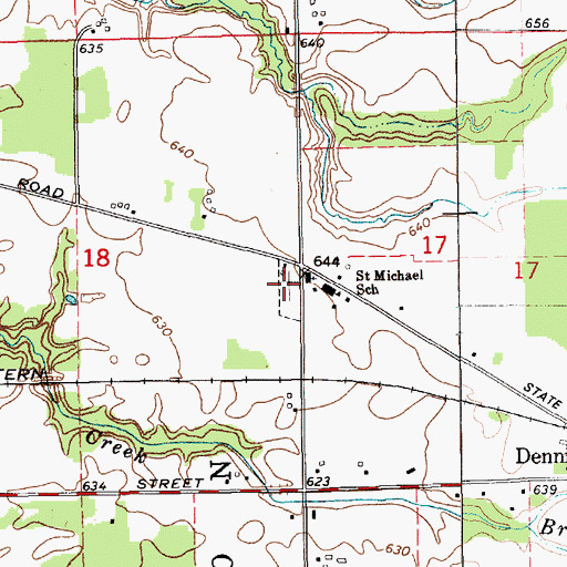 Topographic Map of Saint Michael's Cemetery, MI