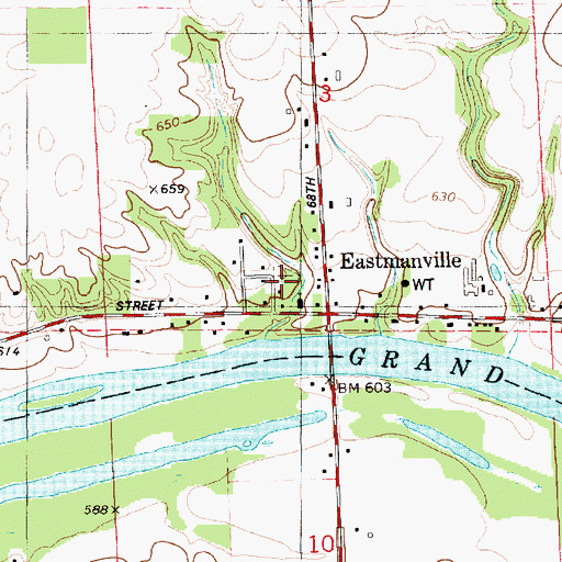 Topographic Map of Eastmanville Cemetery, MI
