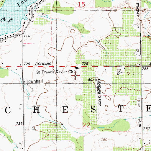 Topographic Map of Saint Francis Xavier's Cemetery, MI