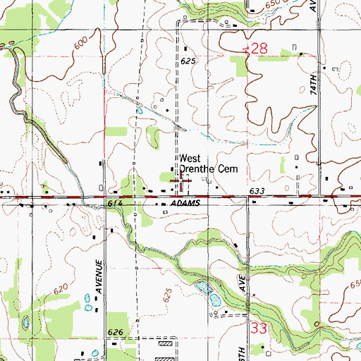 Topographic Map of West Drenthe Cemetery, MI