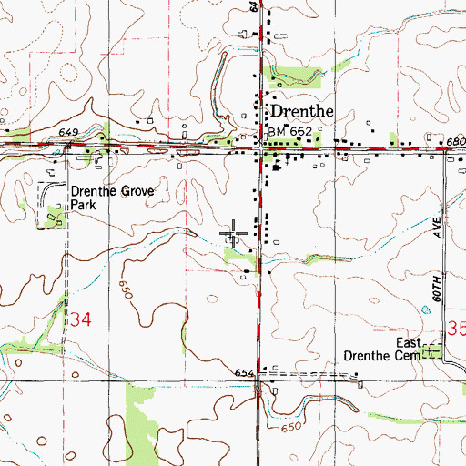 Topographic Map of Old Drenthe Cemetery, MI