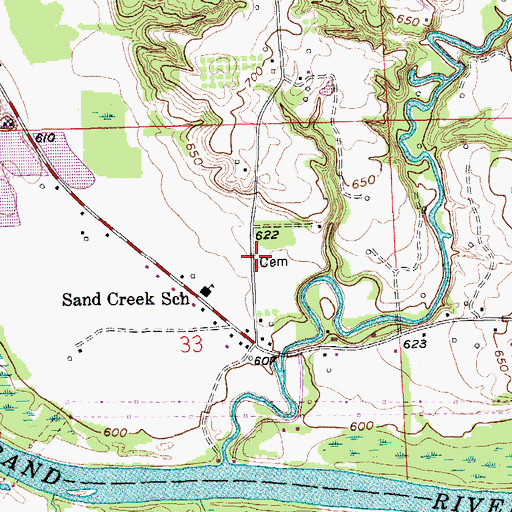 Topographic Map of Church Cemetery, MI