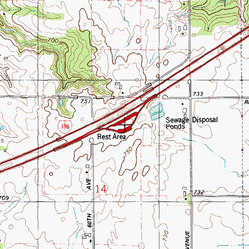 Topographic Map of Zeeland Rest Area, MI