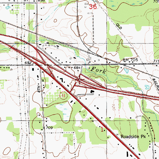 Topographic Map of Interchange 25, MI