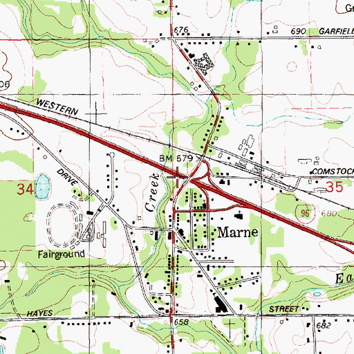 Topographic Map of Interchange 23, MI