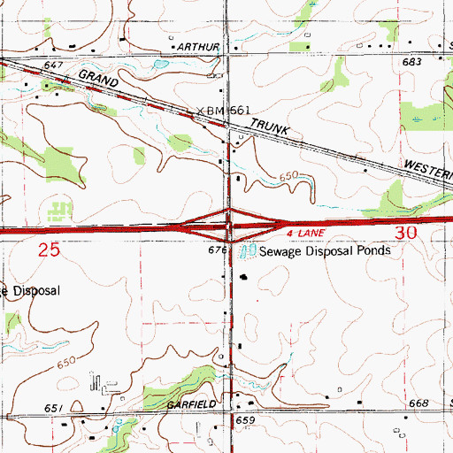 Topographic Map of Interchange 19, MI
