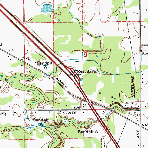 Topographic Map of Fruitport Rest Area, MI