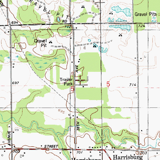 Topographic Map of Crickelwood Court Mobile Home Park, MI
