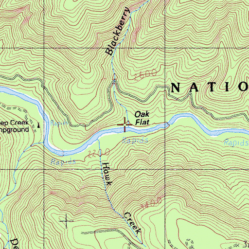 Topographic Map of Blackberry Creek, CA