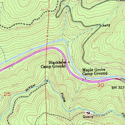 Topographic Map of Blackbird Camp Ground, CA