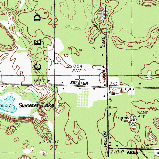 Topographic Map of Sweeter Post Office (historical), MI