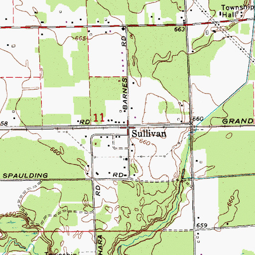 Topographic Map of Sullivan Post Office (historical), MI