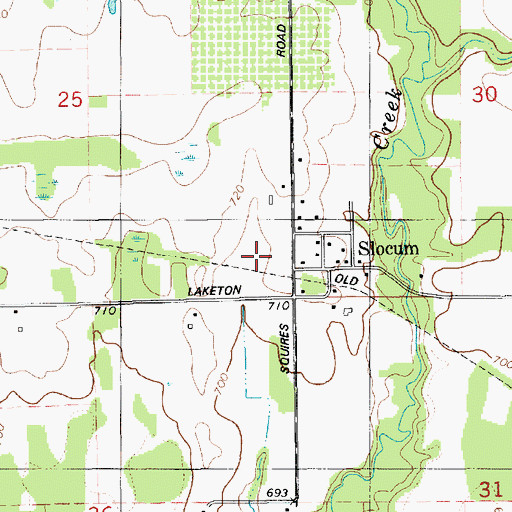 Topographic Map of Slocum Post Office (historical), MI