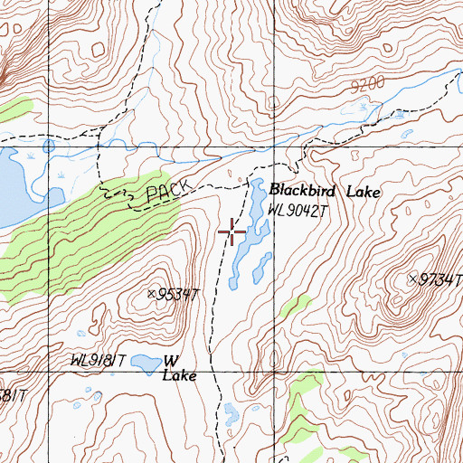 Topographic Map of Blackbird Lake, CA